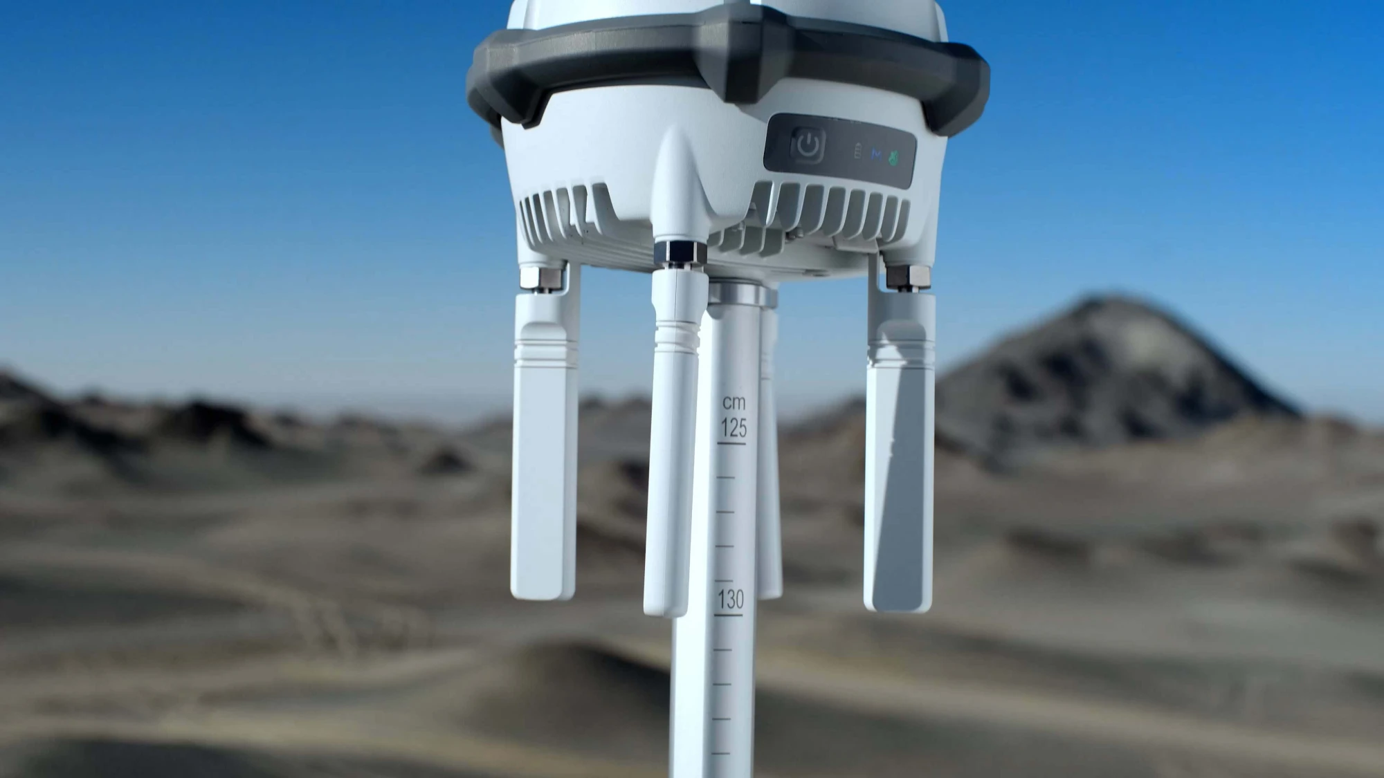 DJI D-RTK 3 base station mounted on a survey tripod on site